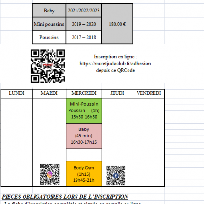 Horaires et tarifs 2026/2027 Le Fauga